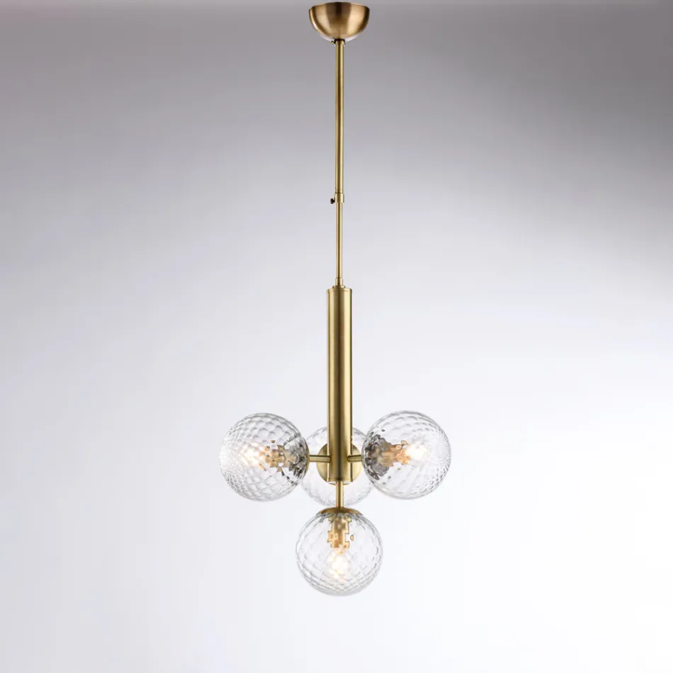 Lampă suspendată din fier forjat, fabricată în Italia, pentru decorarea interioară - Como Viadurini