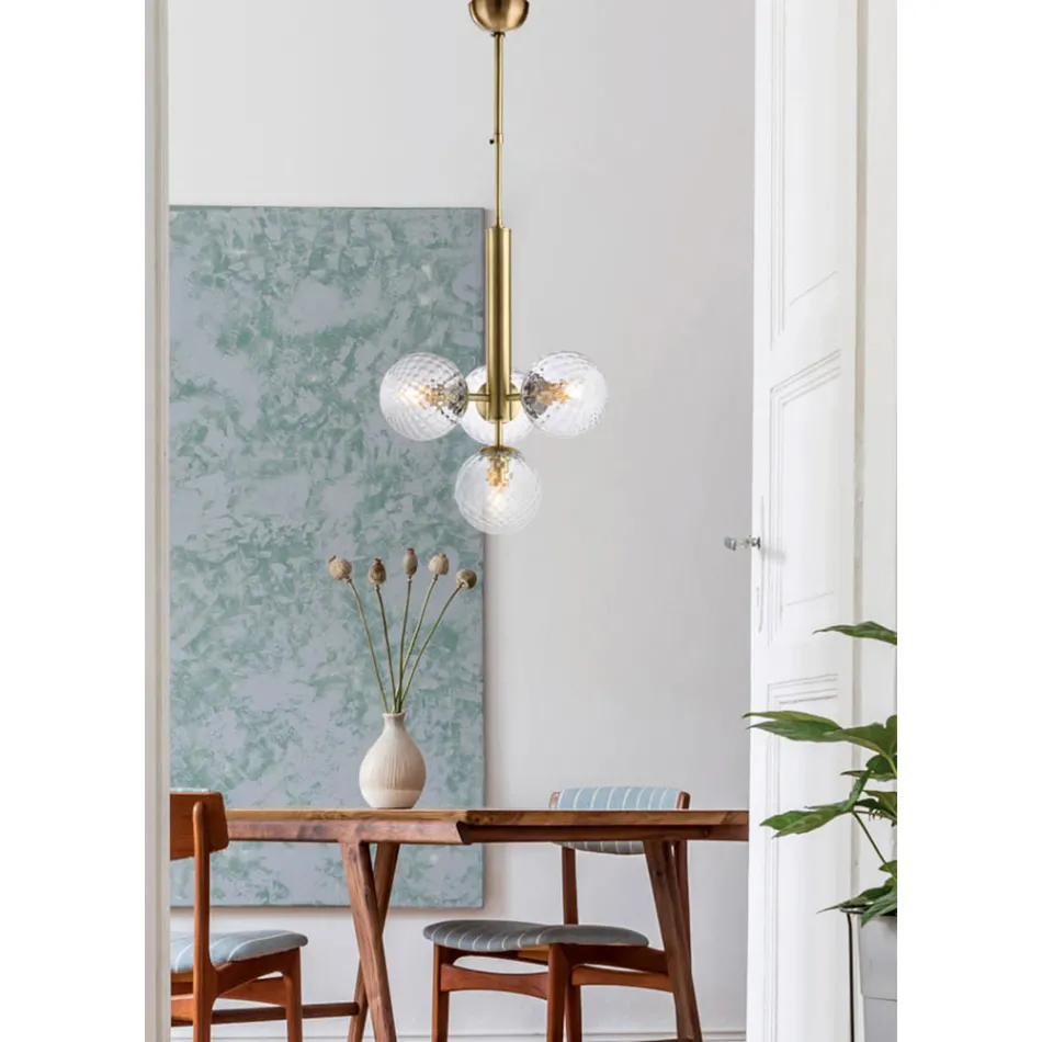 Lampă suspendată din fier forjat, fabricată în Italia, pentru decorarea interioară - Como Viadurini