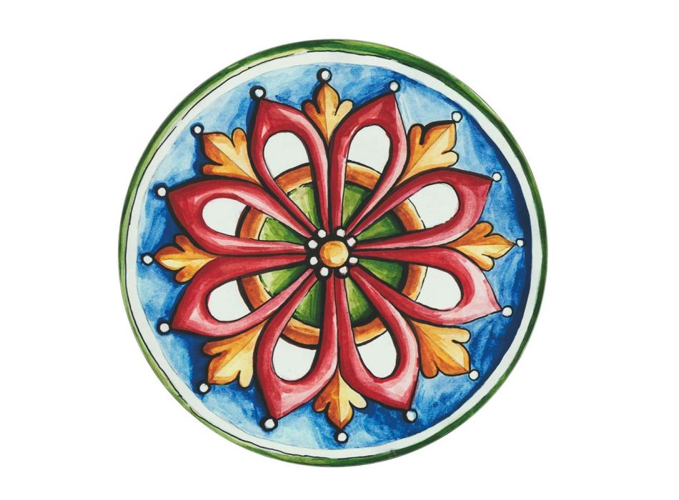 Farfurii Rotunde din Plastic Colorat cu Maiolica 12 Bucati - Maia Viadurini