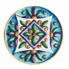 Farfurii Rotunde din Plastic Colorat cu Maiolica 12 Bucati - Maia Viadurini