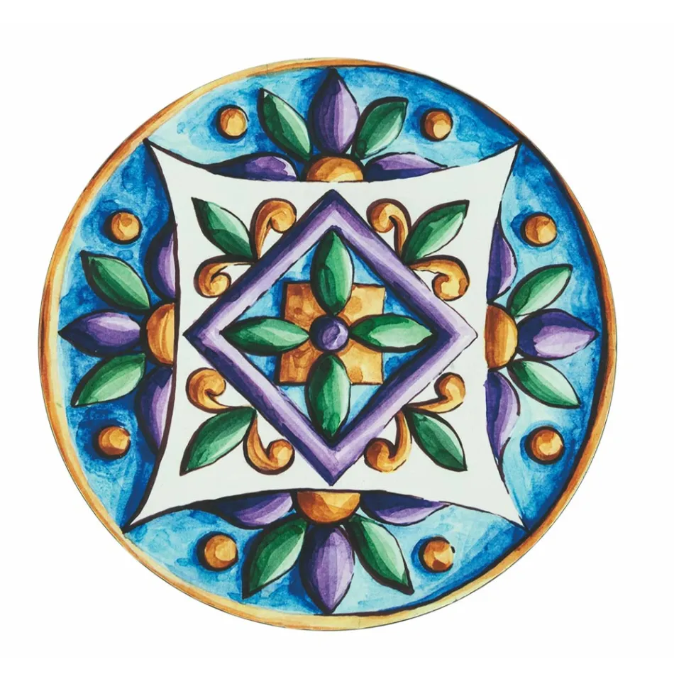 Farfurii Rotunde din Plastic Colorat cu Maiolica 12 Bucati - Maia Viadurini