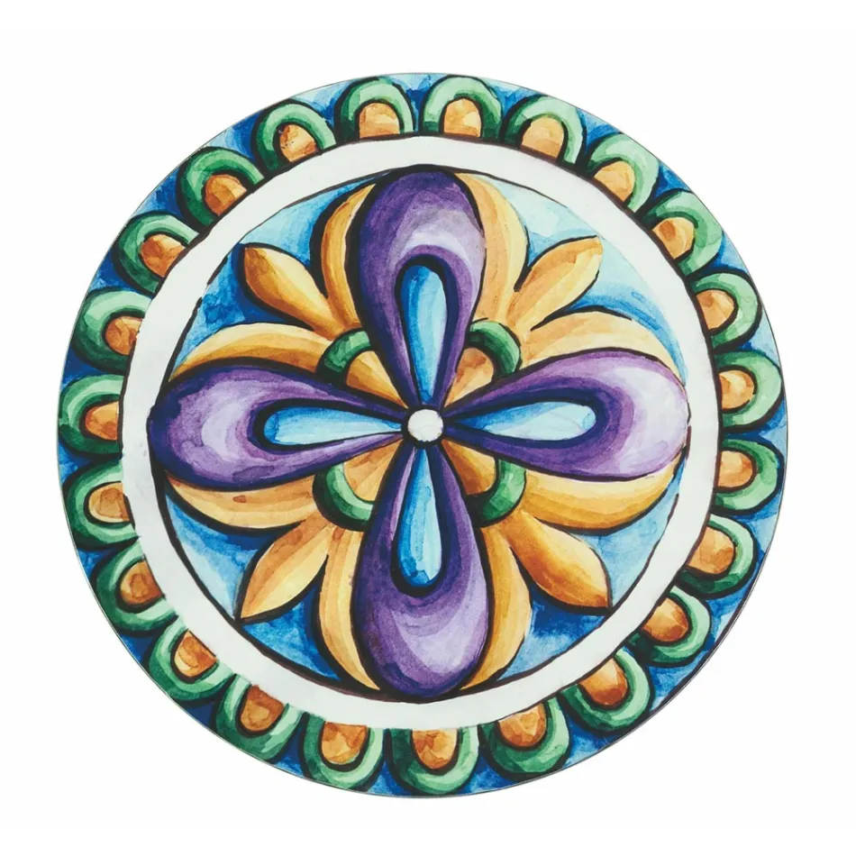 Farfurii Rotunde din Plastic Colorat cu Maiolica 12 Bucati - Maia Viadurini