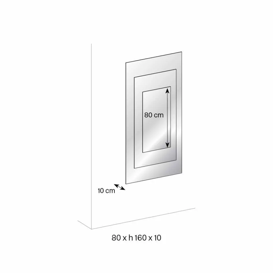 Oglindă de perete cu trei straturi și design italian cu structură neagră - Plaudio Viadurini