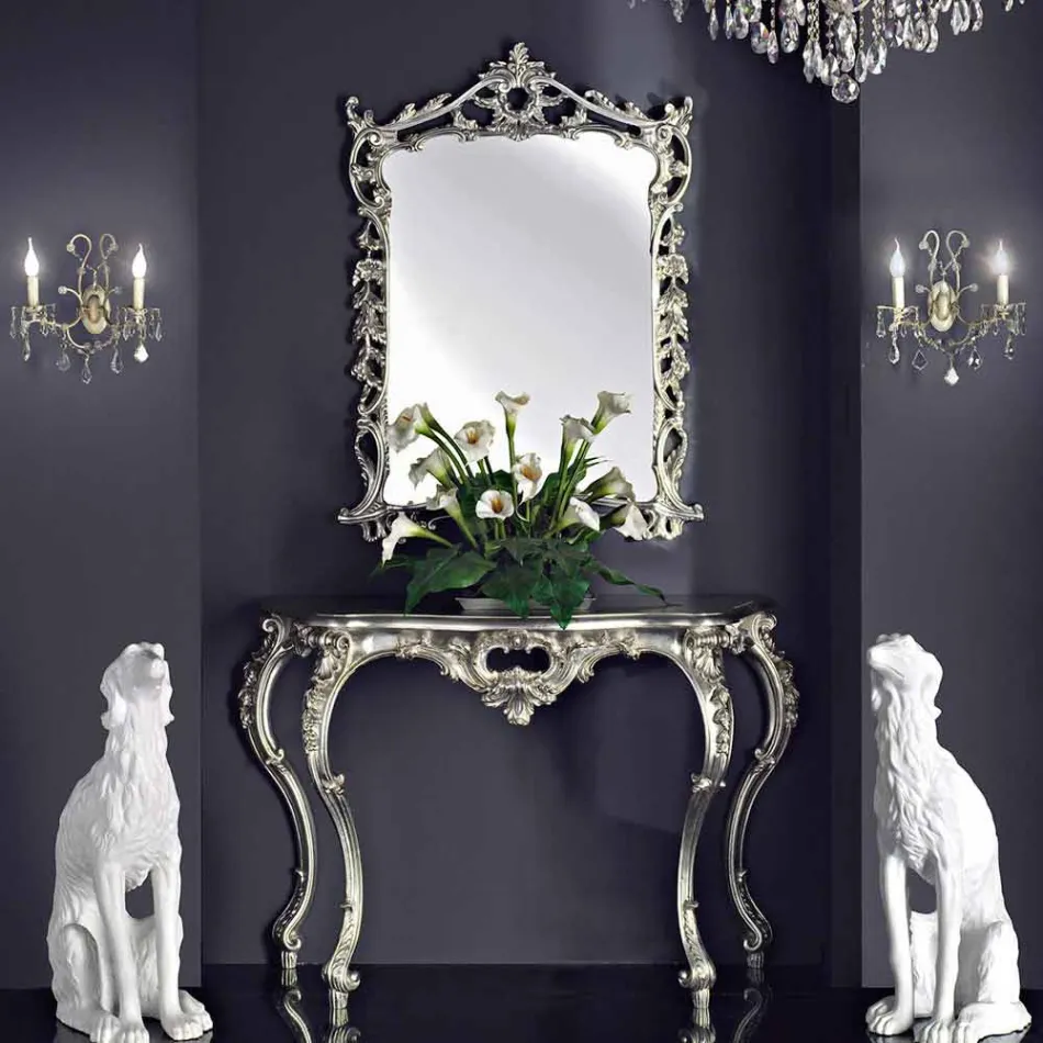 Oglinzi de perete, consolă de lemn și pian manual în Italia Giacomo Viadurini