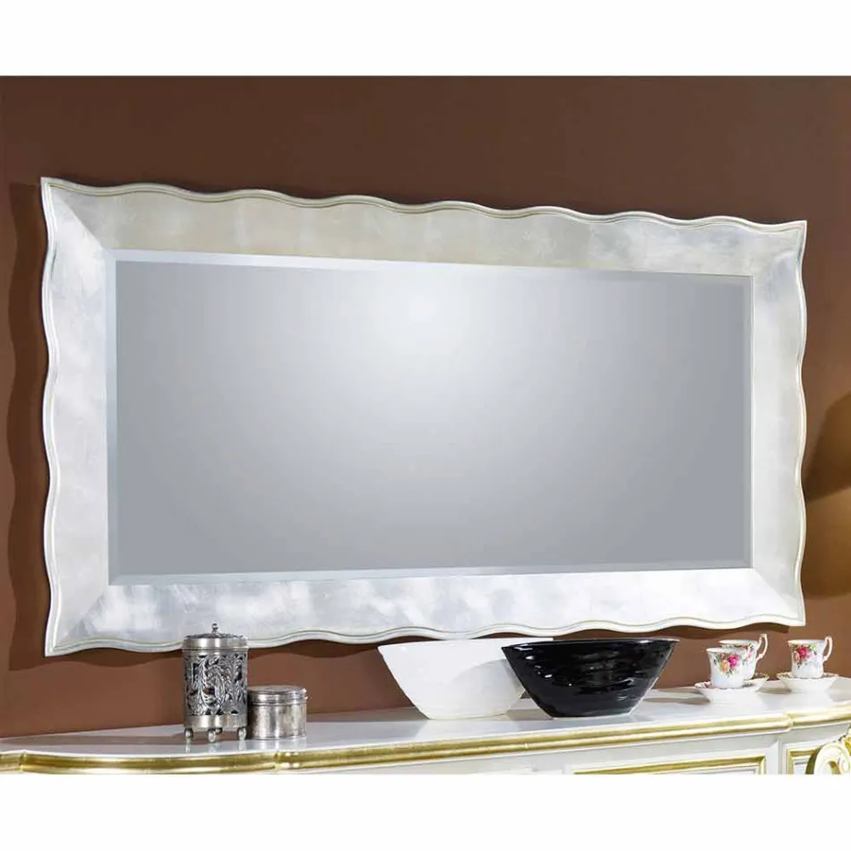 Oglinda de perete italiană dreptunghiulară realizată manual în Italia Simone Viadurini