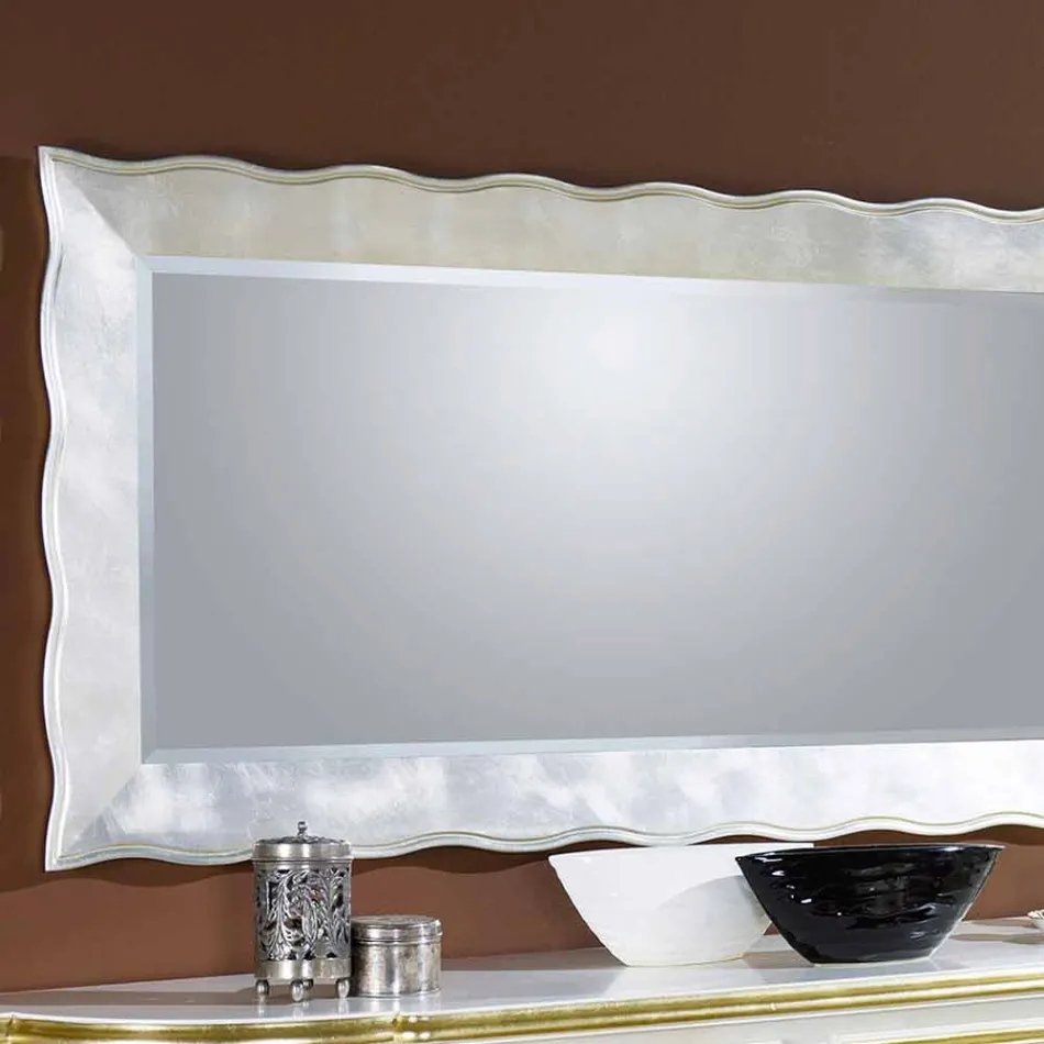 Oglinda de perete italiană dreptunghiulară realizată manual în Italia Simone Viadurini