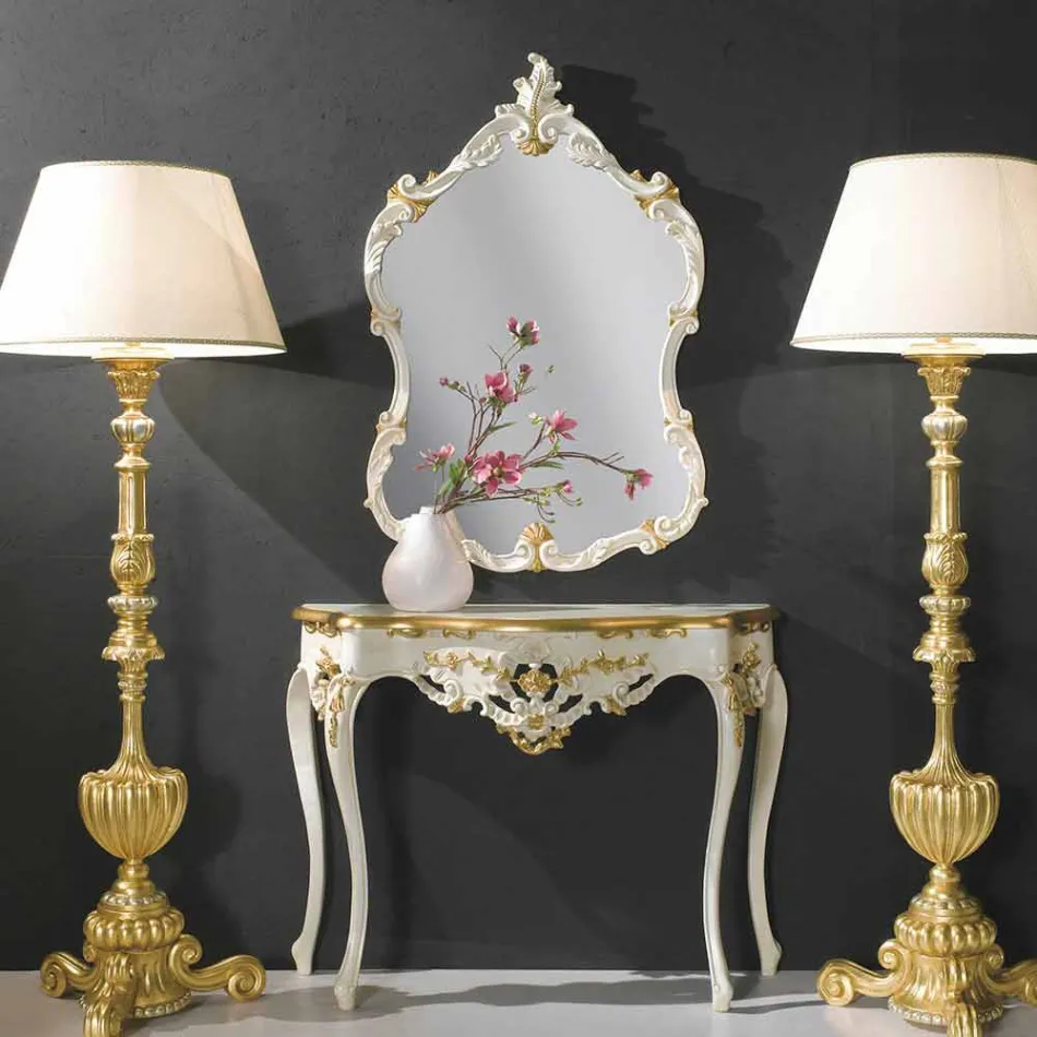 Oglindă din lemn de brad, consola, făcută în Italia mdf top Gianluca Viadurini