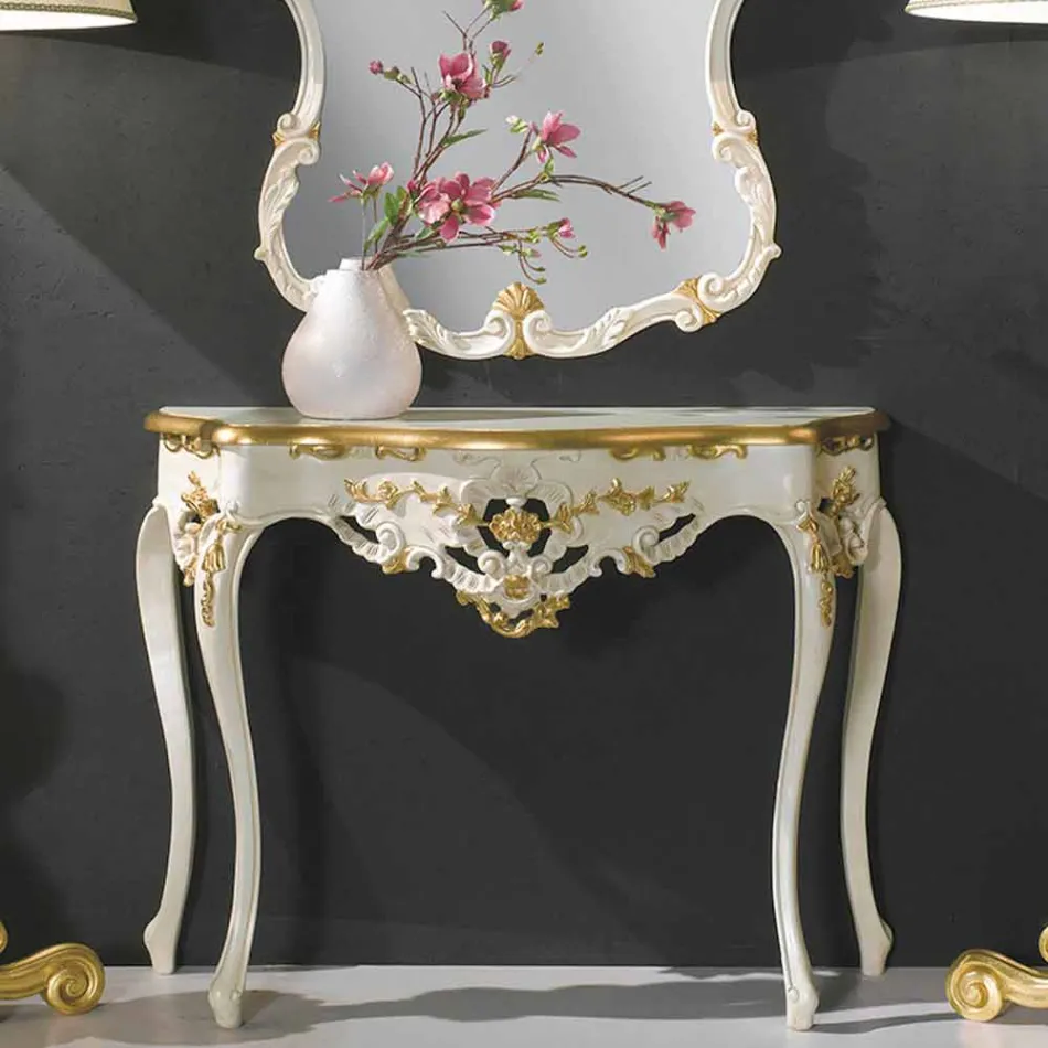 Oglindă din lemn de brad, consola, făcută în Italia mdf top Gianluca Viadurini