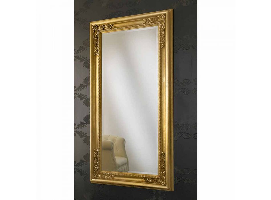 Oglinda de perete din aur, lemn de argint realizat manual, făcut din Italia Michele Viadurini