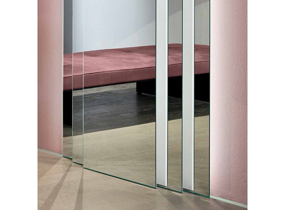Oglindă de perete cu lumină led și structură albă, 3 straturi - Plaudio Viadurini