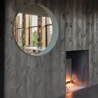 Oglindă cu fund din sticlă lăcuită gri porumbel gravat Made in Italy - oregano Viadurini