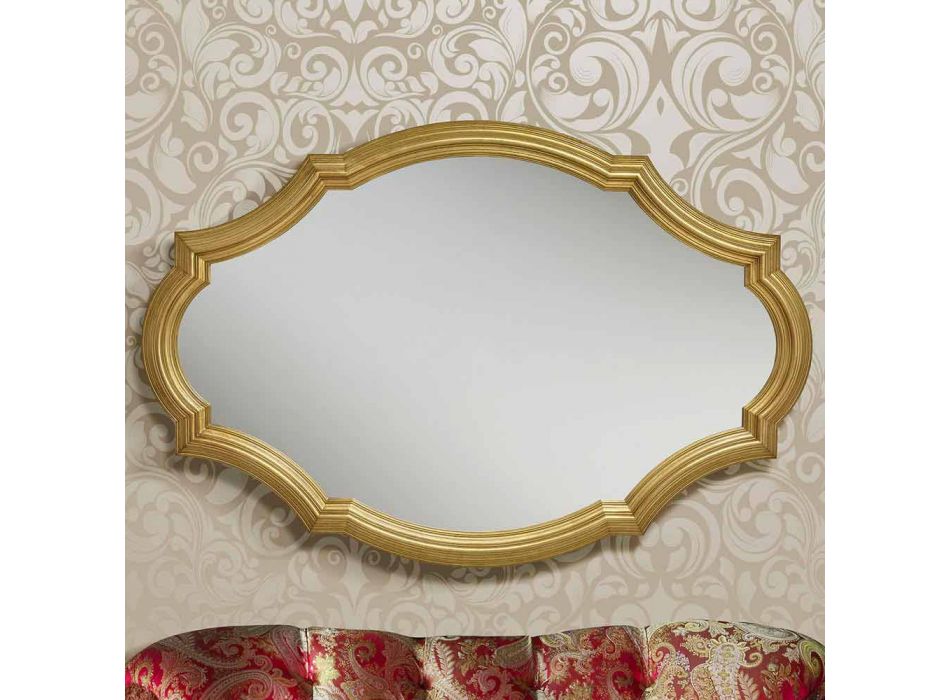 Oglinda de perete de argint sau de aur din lemn realizată în Italia Davide Viadurini