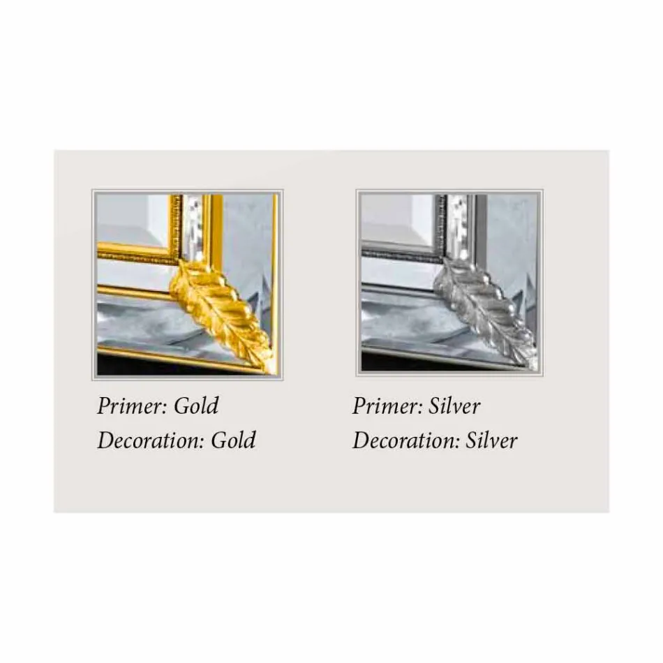 Oglinda de perete de otel, mana de aur din lemn realizata in Italia Samuele Viadurini