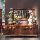 Teșită oglinda din peretele de abanos lustruit și metal Ada 1 Viadurini