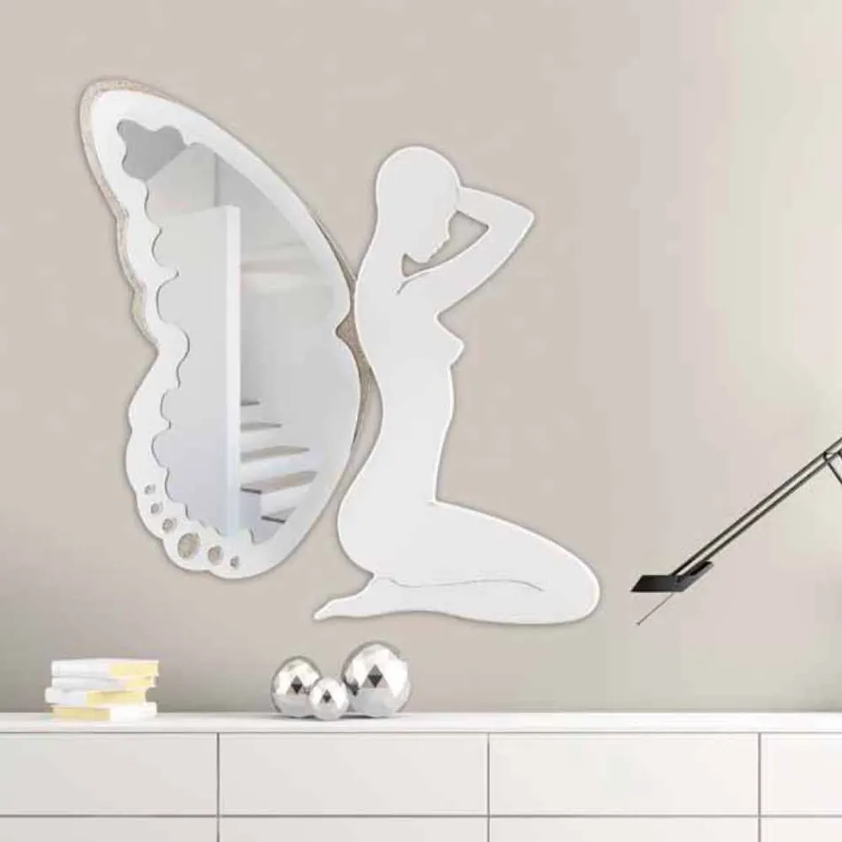 Design oglindă de perete Trilli Bianca de Viadurini Decor Viadurini