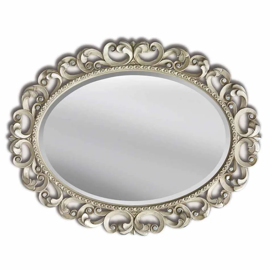 Oglinda de perete din brad din lemn realizat manual în Italia, Dario Viadurini