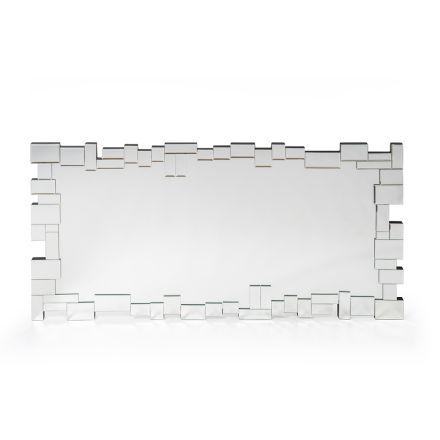 Oglinda de perete dreptunghiulara cu rama de sticla in forma - Norbo Viadurini