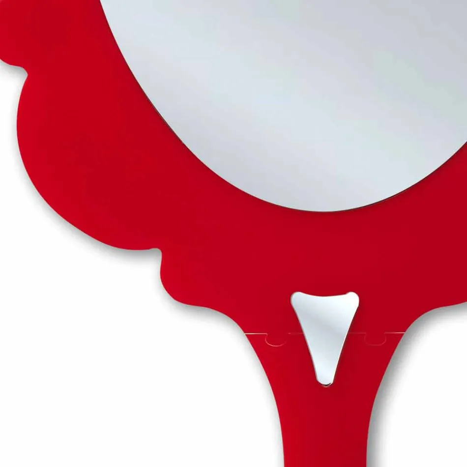 Oglinda de perete roșu cu rama decorate de zăpadă Made in Italy Viadurini