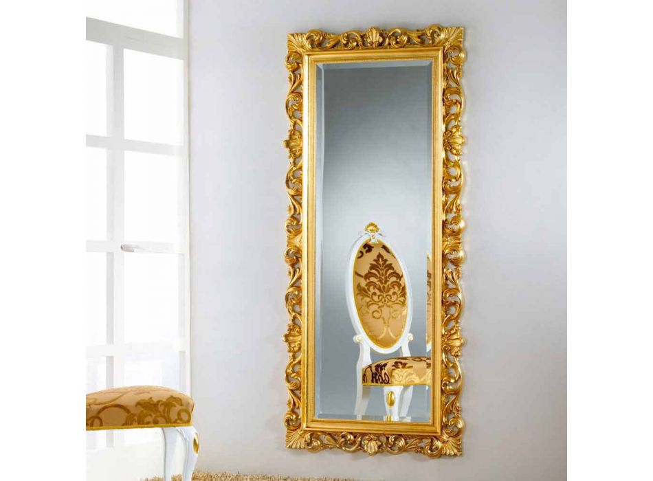 Mirror podea / perete de design cu finisaj foita de aur Mata Viadurini