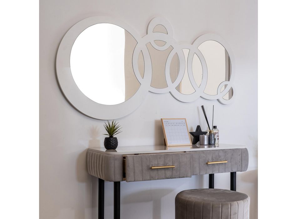 Oglinda decorativa de perete din sticla cu structura in cercuri - Nembo Viadurini