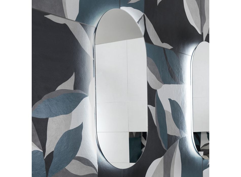 Oglindă din sârmă lustruită de formă neregulată, iluminată din spate, fabricată în Italia - studiu Viadurini