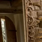 Oglindă sculptată din lemn masiv de tec - Auguste Viadurini