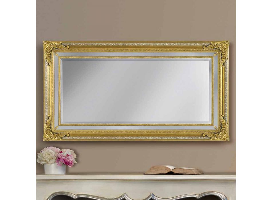 Oglinda de perete din brad din lemn realizat manual în Italia de către Carlo Viadurini