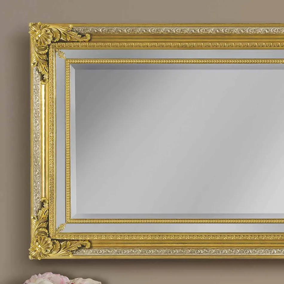 Oglinda de perete din brad din lemn realizat manual în Italia de către Carlo Viadurini