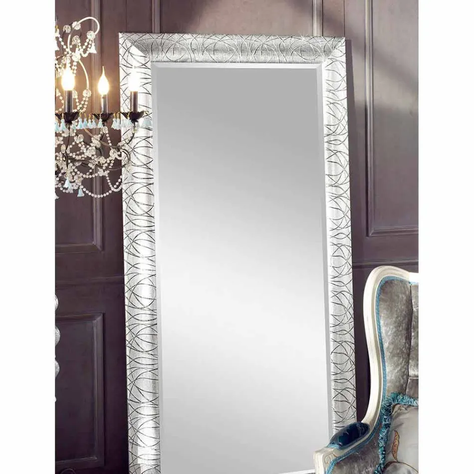 Oglindă de perete dreptunghiulară din lemn de brad din Italia Achille Viadurini