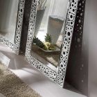 Oglinda dreptunghiulara in argint si frunza neagra Made in Italy - Acca Viadurini