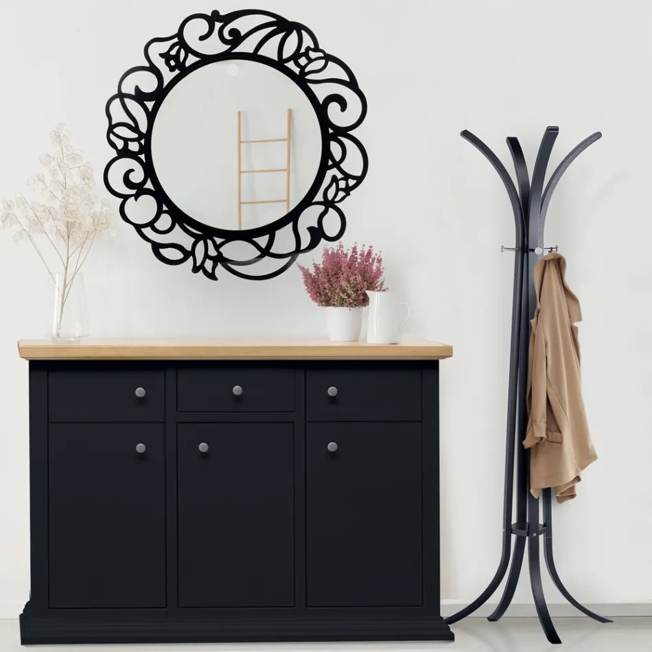 Oglindă rotundă cu model ajurat Made in Italy - Ferona Viadurini