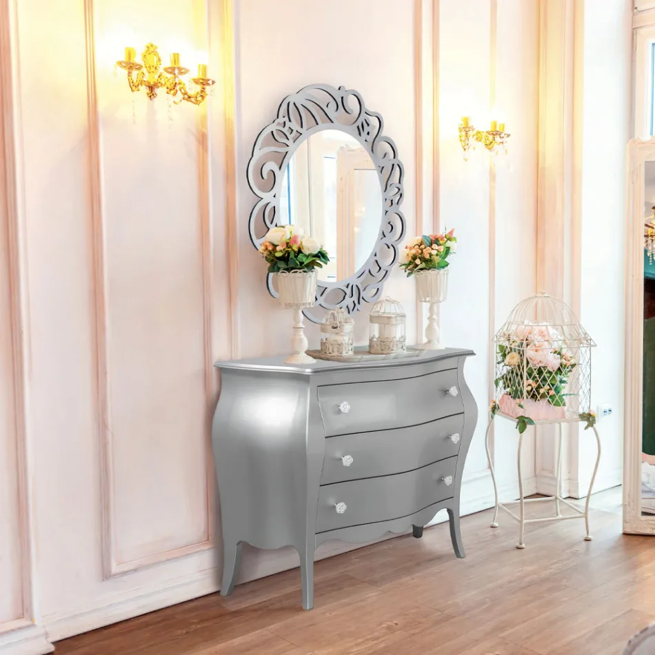 Oglindă rotundă cu model ajurat Made in Italy - Ferona Viadurini