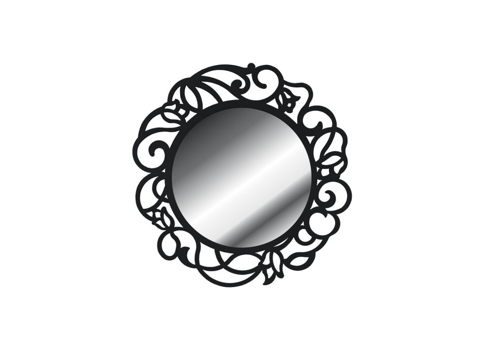 Oglindă rotundă cu model ajurat Made in Italy - Ferona Viadurini