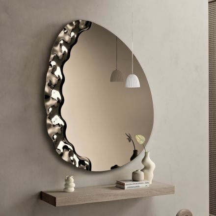 Oglindă modelată cu inserție de sticlă pătată, fabricată în Italia - Amata Viadurini