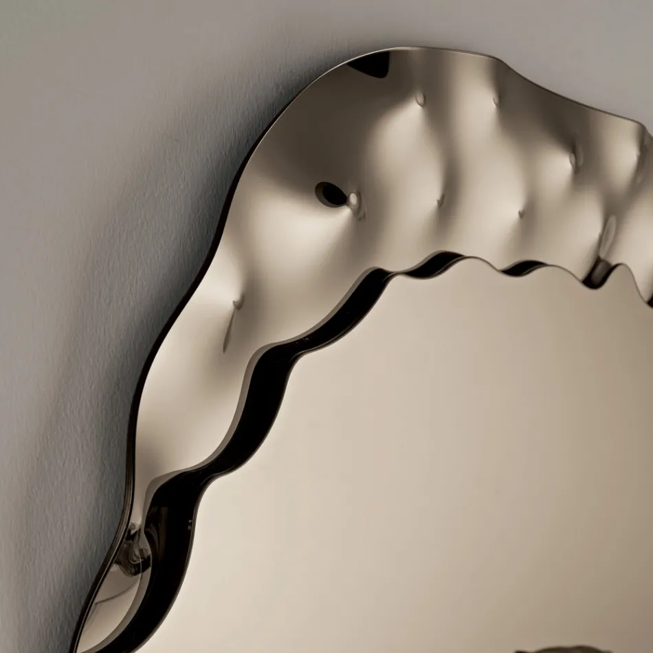 Oglindă modelată cu inserție de sticlă pătată, fabricată în Italia - Amata Viadurini