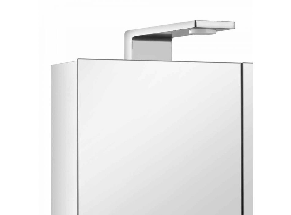 Oglindă cu 2 uși cu recipient din aluminiu argintiu și detalii cromate - Maxi Viadurini