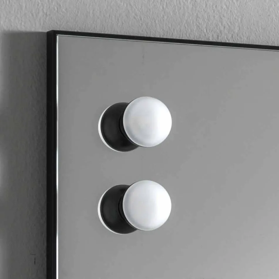Oglindă de perete cu 2 becuri și cadru din aluminiu negru Fabricat în Italia - Cadru Viadurini