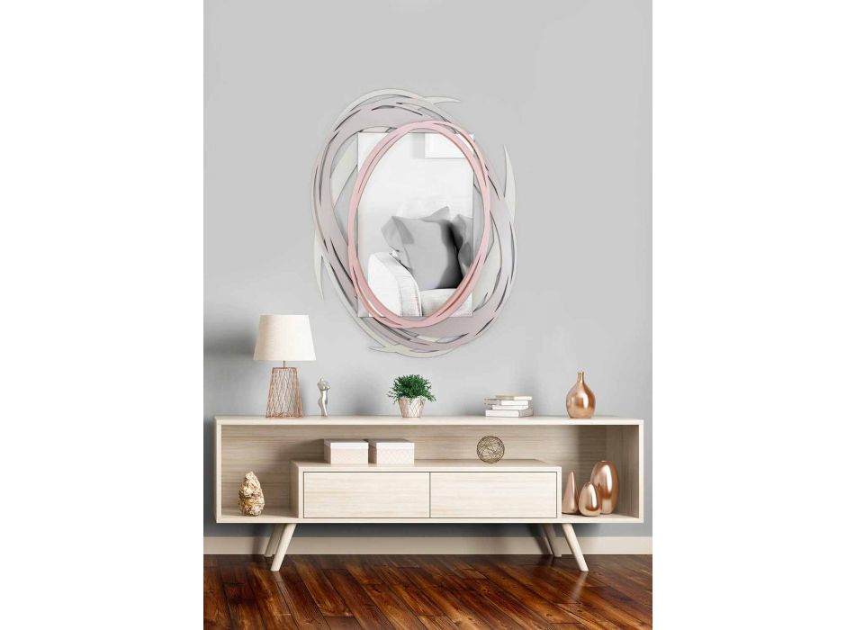 Oglindă modernă de perete cu design decorativ din lemn colorat - Orbita Viadurini