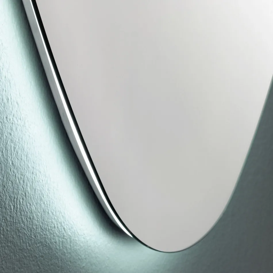 Oglindă de perete în formă de baie cu iluminare de fundal prețioasă cu LED - Trigolo Viadurini