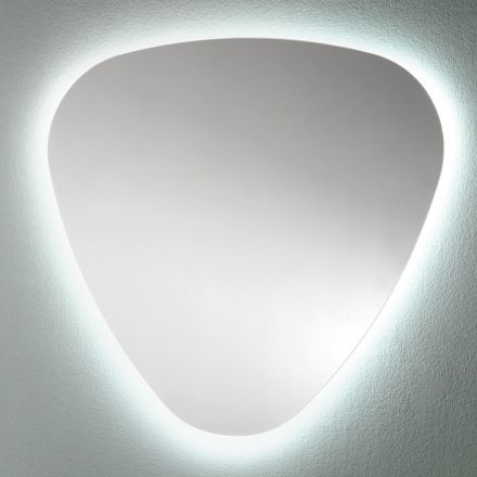 Oglindă de perete în formă de baie cu iluminare de fundal prețioasă cu LED - Trigolo Viadurini