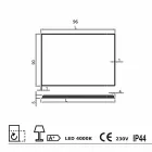 Oglindă de perete cu margini mată, iluminare cu LED, Tessa Viadurini