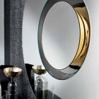 Oglindă rotundă de perete cu metal auriu cu piesă centrală - Merale Viadurini