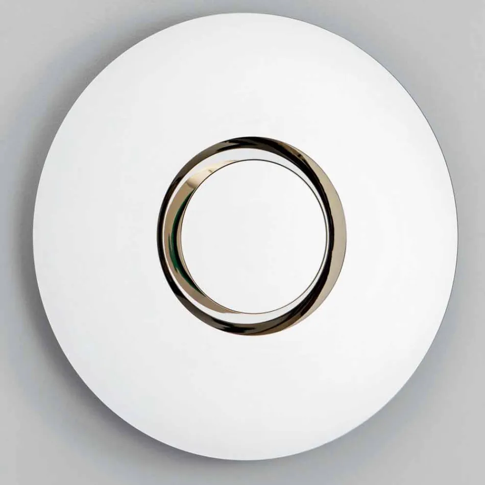 Oglindă rotundă de perete cu metal auriu cu piesă centrală - Merale Viadurini