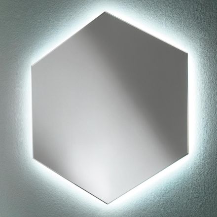 Oglindă modernă de perete în formă de baie cu lumină LED de înaltă calitate - Crocchio Viadurini