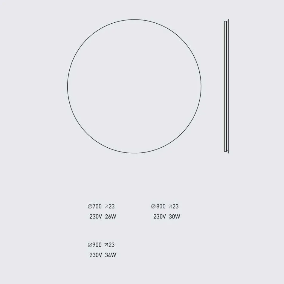 Oglindă rotundă iluminată de perete cu LED Made in Italy - Ronda Viadurini