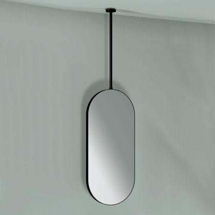 Oglindă suspendată din metal cu lumină opțională Made in Italy - Amadeus Viadurini