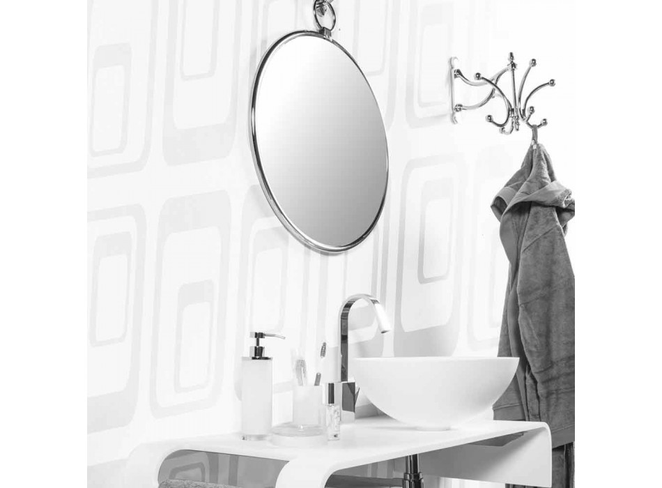 Oglindă de baie rotundă cu perete din crom cu spate îmbătrânit - iunie Viadurini