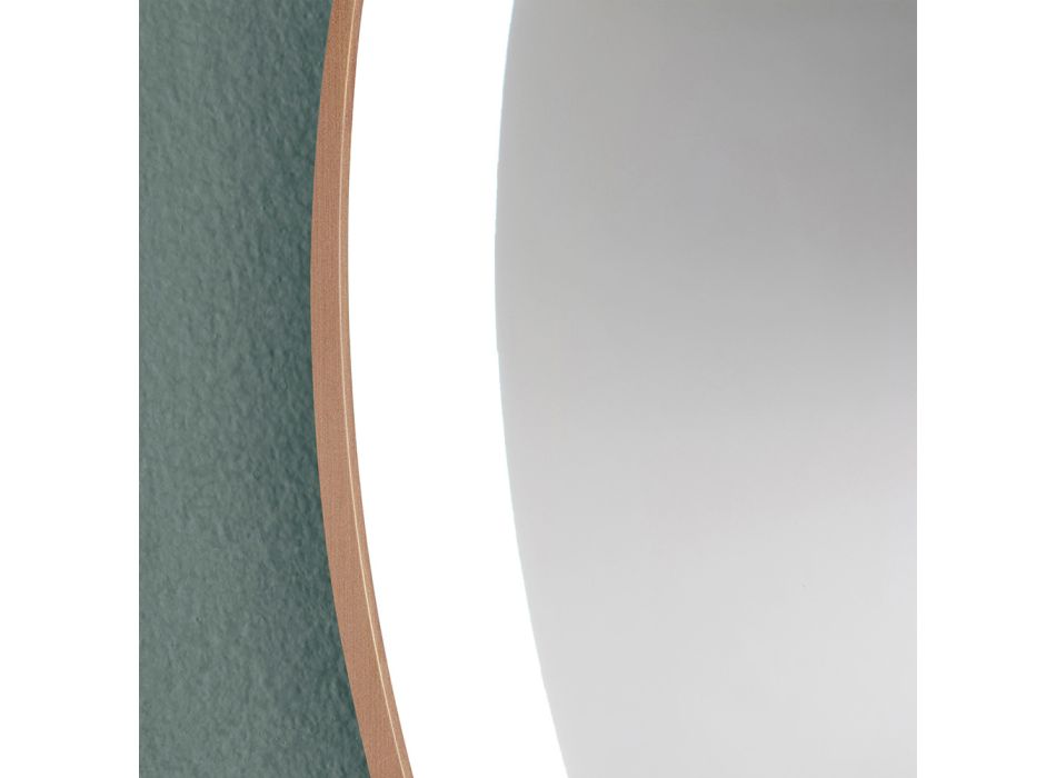 Oglindă de baie rotundă cu cadru metalic din cupru și lumină LED - Minolo Viadurini