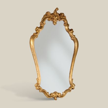 Oglindă în formă de baroc cu ramă în foiță de aur Made in Italy - Prețioasă Viadurini
