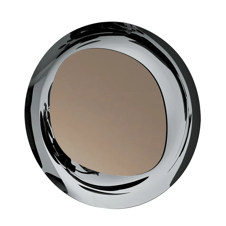 Oglindă din bronz cu ramă din sticlă fumurie fabricată în Italia - Anselma Viadurini